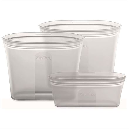 Zip top ジップトップ バッグ3点セット ピーチ シリコン 保存容器 保存袋 まち付き レンジ 食洗器対応 耐熱 冷凍 冷蔵 Z-BAG3A-07