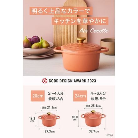 T-fal ティファール キャストライン エアココット IHココット鍋 20cm テラコッタ E26844