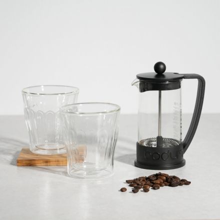 bodum ボダム フレンチプレス 350ml+ダブルウォールグラス(2個) トライアルセット