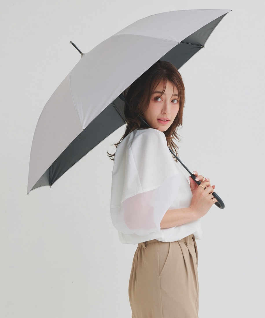 完全遮光 晴雨兼用 UVカット 100％ 軽量スリム makez.(マケズ） ジャンプ傘 無地 親骨58cm 日傘 雨傘 レディース メンズ 遮蔽 撥水