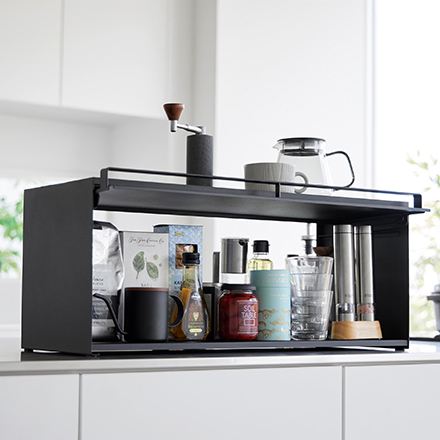 tower タワー 前が開くキッチンカウンター上収納ラック D24 ホワイト 1454