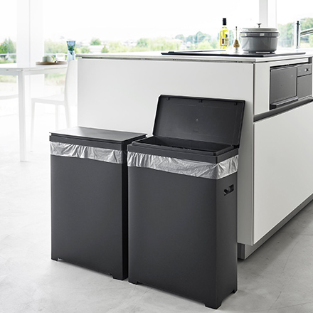 tower タワー スリム蓋付きゴミ箱 横開きタイプ 2個組 ホワイト 1526