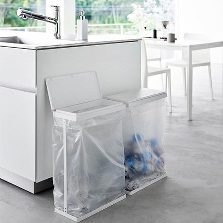 tower タワー スリム蓋付き分別ゴミ袋ホルダー 45L 横開き 2個組 ブラック 1728