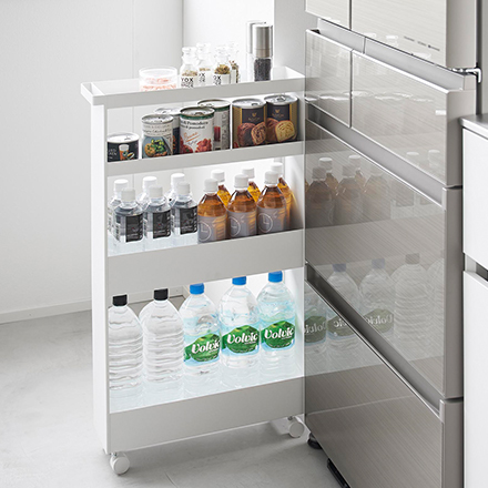 tower キャスター付きスリムワゴン 4段 ブラック 1807