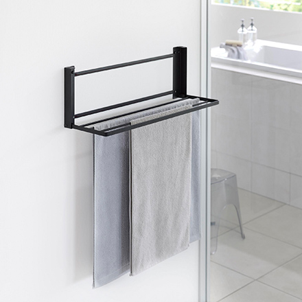 tower タワー ウォール折り畳みバスタオルラック 石こうボード壁対応 ホワイト 1941