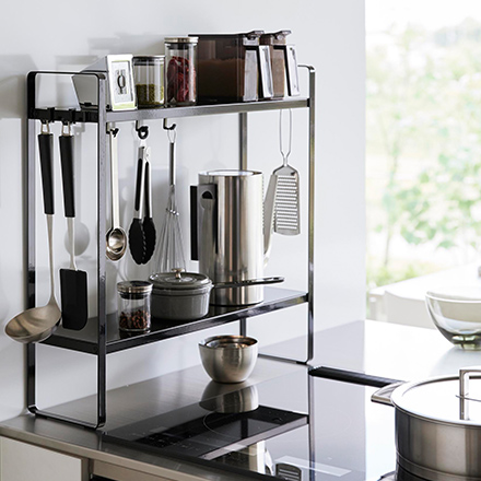 tower タワー 下が拭けるコンロ横ラック 2段 ホワイト 1991