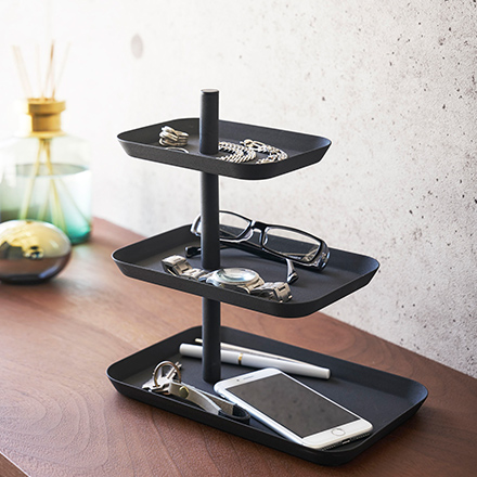 tower タワー アクセサリー3段トレー ブラック 4725