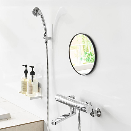 tower タワー マグネットバスルームミラー 丸型 23cm ホワイト 10175