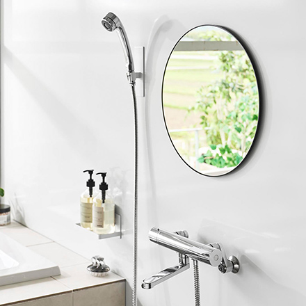 tower タワー マグネットバスルームミラー 丸型 42cm ホワイト 10177