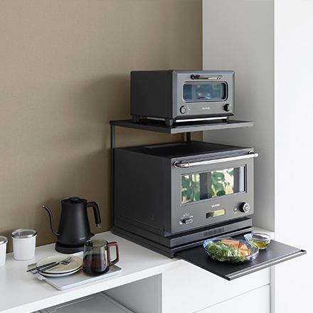 tower タワー スライドテーブル付きキッチン家電下ラック 2段 ホワイト 10652