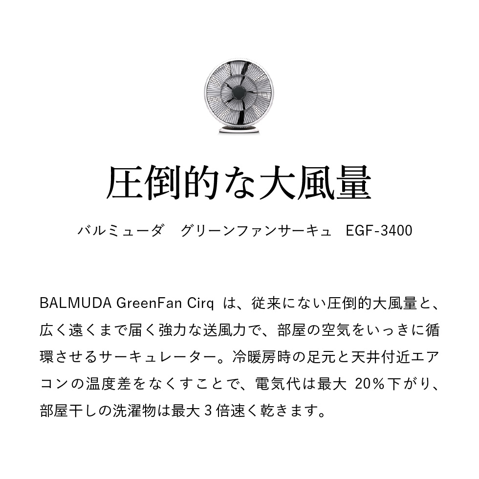 バルミューダ グリーンファン サーキュ BALMUDA GreenFan Cirq サーキュレーター 正規販売店 EGF-3400-WK
