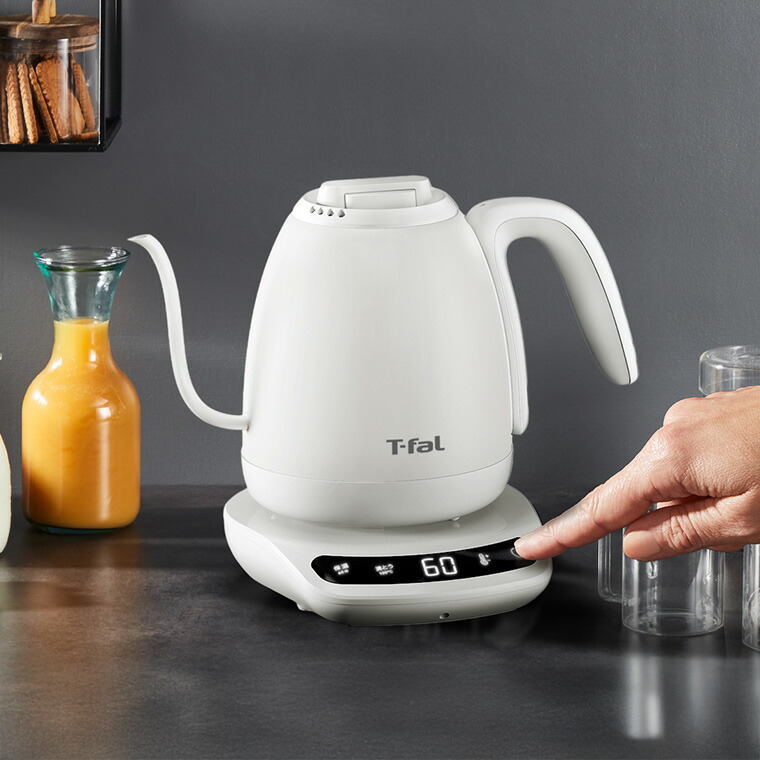 ティファール T-fal 電気ケトル カフェ ロック コントロール ホワイト 0.8L KO9201JP / 温度調節 保温 電気ポット ステンレス 自動電源オフ