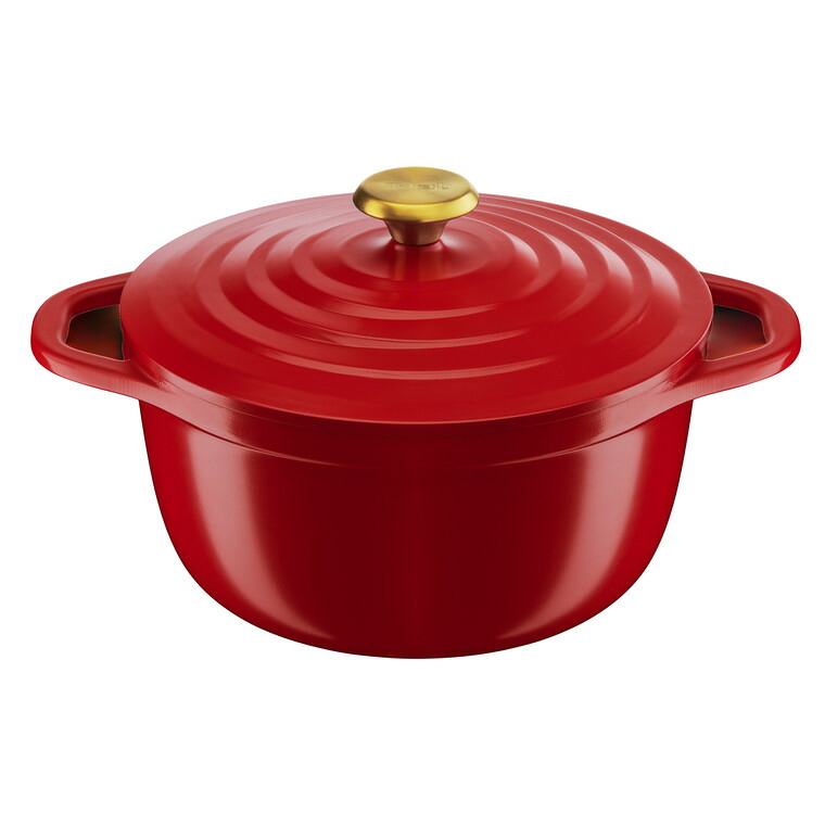 ティファール T-fal キャストライン エアココット フレーズレッド IHココット鍋 24cm E28646 IH対応 ガス火対応 食洗機対応 オーブン可