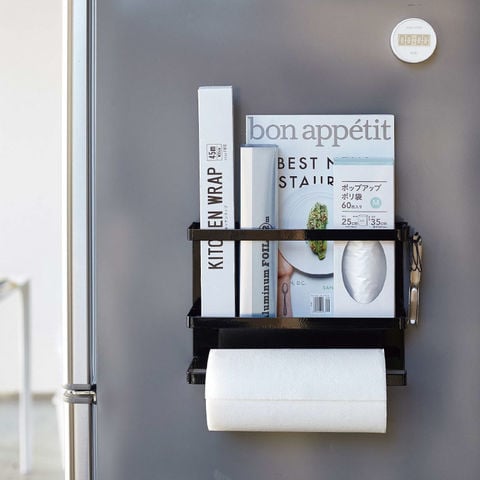 山崎実業 公式 tower マグネットキッチンペーパー＆ラップホルダー タワー ブラック 4397