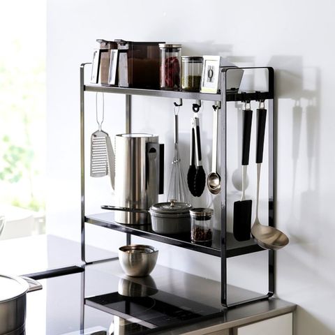 山崎実業 公式 tower 下が拭けるコンロ横ラック タワー ホワイト 1991