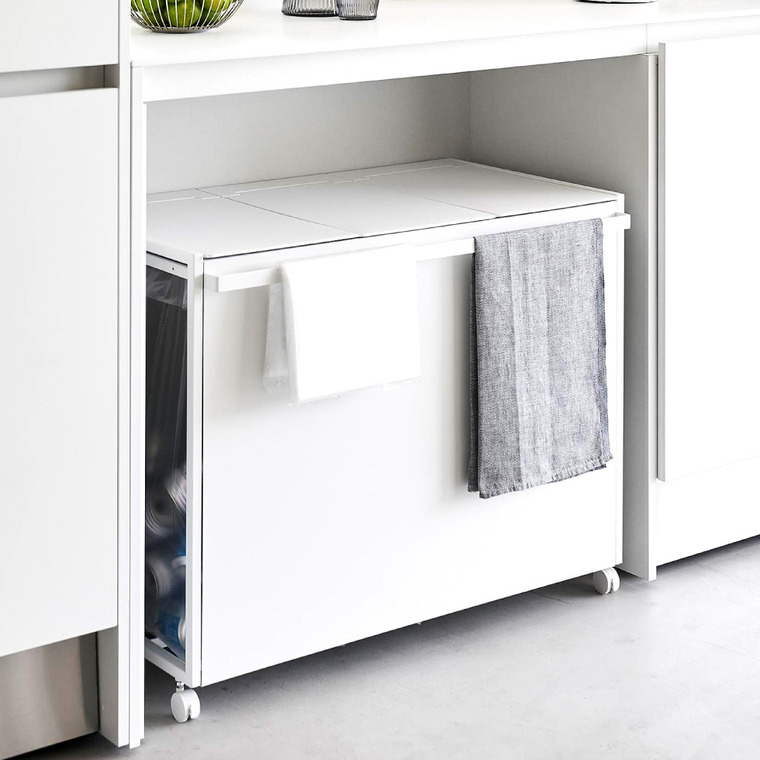 山崎実業 公式 tower 蓋付き目隠し分別ダストワゴン タワー 45L 3分別 ゴミ箱 分別 ダストボックス キャスター付き 45リットル フタ付き ブラック 1823