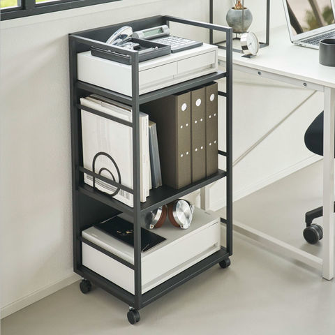 山崎実業 公式 tower 目隠しワゴン タワー L ブラック 1420