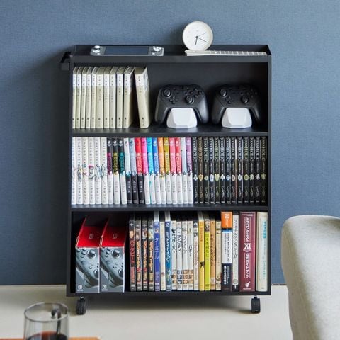 山崎実業 公式 tower ハンドル付き隠せるコミックラック タワー ブラック 1486