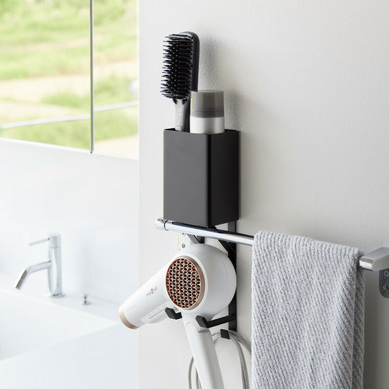 tower タオル掛け上ドライヤー&ヘアーアイロンホルダー タワー 山崎実業 10545 10546 / ホワイト