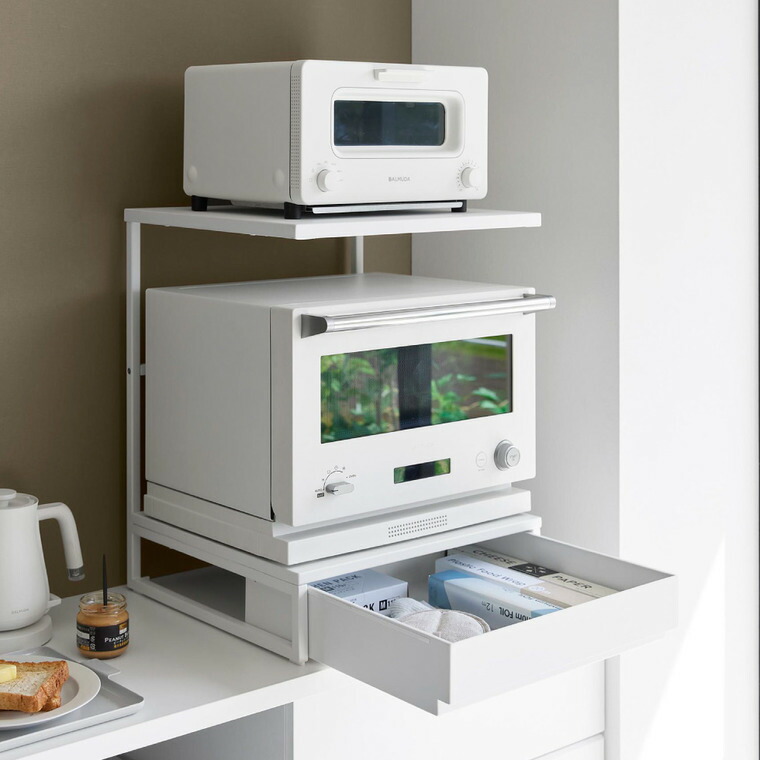 tower 引き出し付きキッチン家電下ラック タワー 2段 山崎実業 10654 10655 / ホワイト