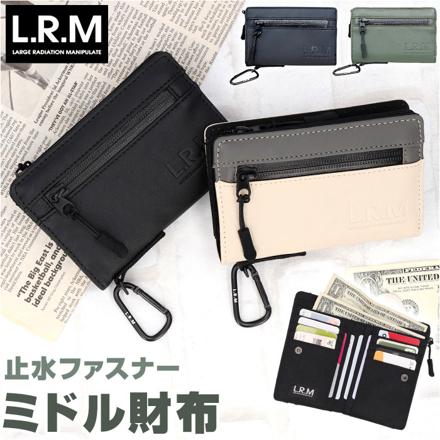 L.R.M 止水ファスナー合皮ミドル財布 ミドル財布 ブラック