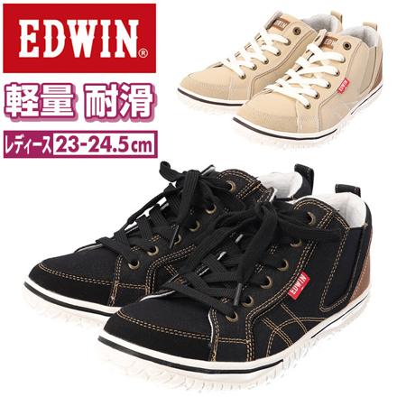 EDWIN レディース 軽量・耐滑 スニーカー 4649 23.5cM BLACK