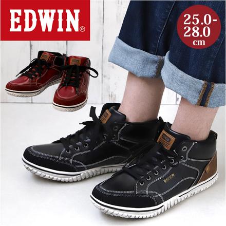 EDWIN メンズ 防水・防滑 ハイカットシューズ 7859 25.5cM BLACK