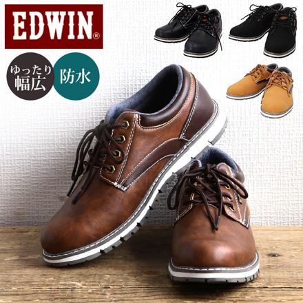 EDWIN メンズ 防水・防滑 ローカットシューズ 7980 26.5cM BLACK