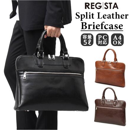 REGiSTA SpLit Leather BriefcaSe バッグ BLACK