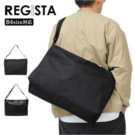 REGiSTA WATER REPELLENT & PU-LEATHER ShouLDer Bag ショルダーバッグ BLACK