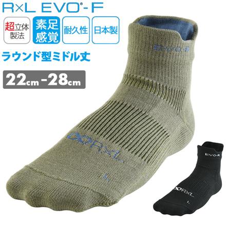 アールエル RｘL SOCKS RNS1003 EVO-FM ラウンド型ミドル丈 M(24-26cM) ブラック