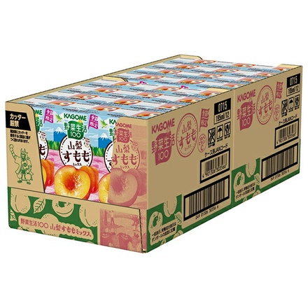 カゴメ 野菜生活100 山梨すももミックス 195ml紙パック×24本入|野菜ミックス ピーチ ミックスジュース