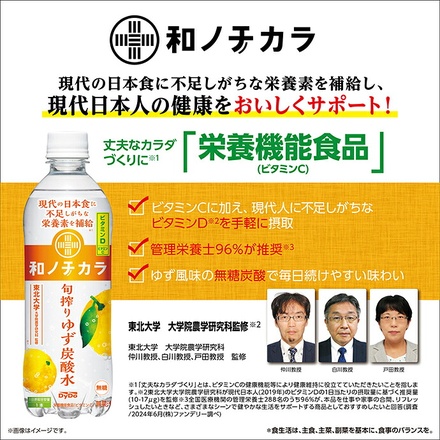 ダイドー 和ノチカラ 旬搾りゆず炭酸水 500mlペットボトル×24本入|炭酸 柚子 無糖 ビタミン