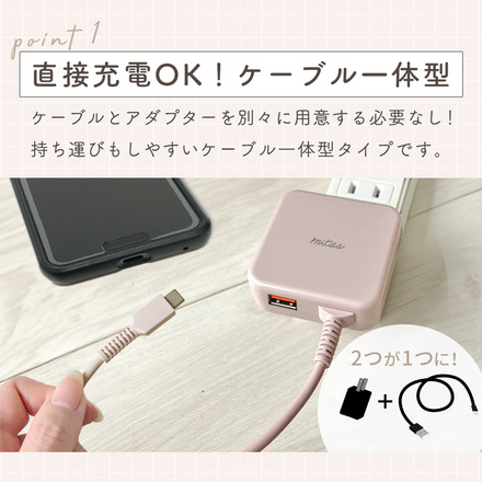 mitas Type-C 充電器 急速充電 20W USB PD対応 ペールブルー EJ-PD20USB-PB