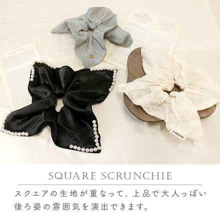 MILASIC スクエアシュシュ A-ホワイトフラワー TN-SQRSC-A