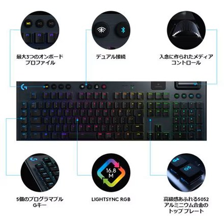 Logicool G ロジクール ゲーミングキーボード G913 メカニカル ワイヤレス G913-LN リニア