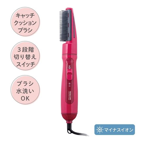 マイナスイオンカールドライヤー【naturam/マイナスイオン/キャッチクッションブラシ/ブラシ丸ごと丸洗い/モード3段階/ピンク】 テスコム TC200B-P