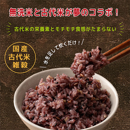 無洗米雑穀 古代米 4種ブレンド ( 赤米 / 黒米 / 緑米 / 発芽玄米 ) 450g
