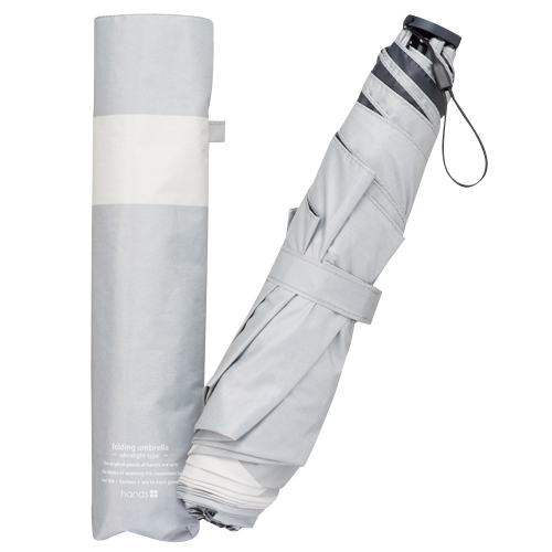 hands＋　超軽量一級遮光折りたたみ傘　６０ｃｍ　グレーボーダー