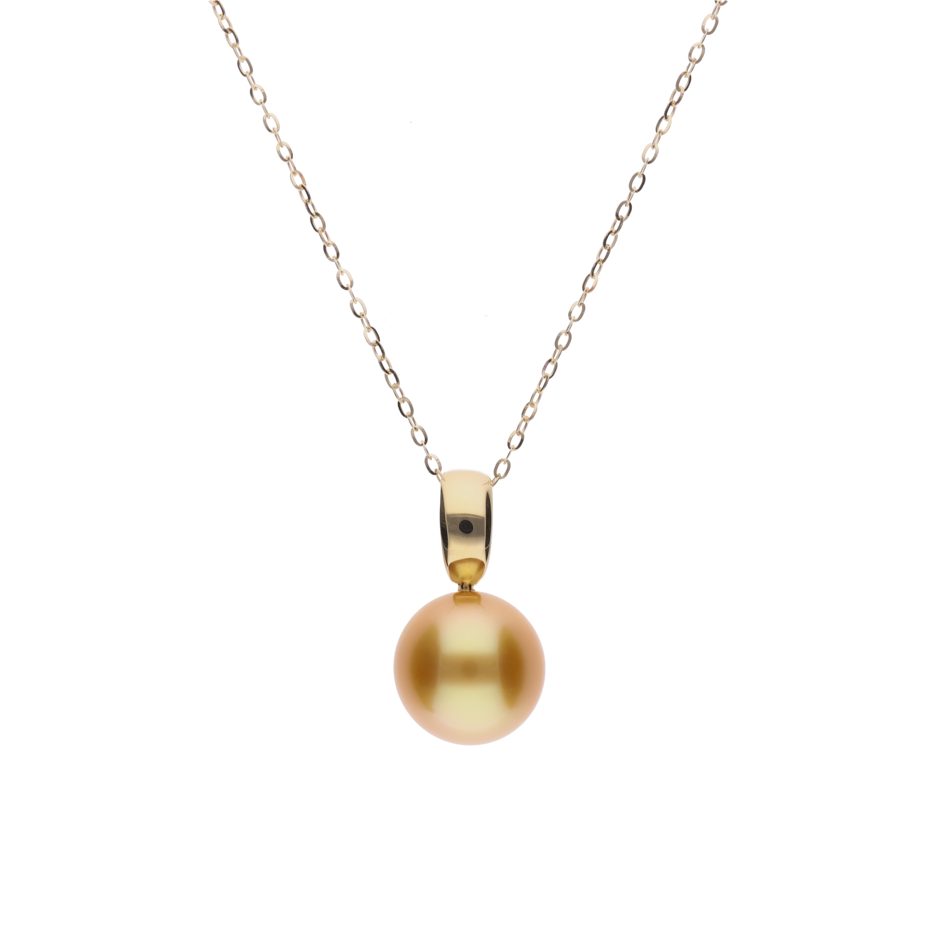 ERIS VELINA【響】ゴールデンパール（白蝶真珠・8mm・セミラウンド系）K18 イエローゴールド ペンダント ネックレス（トゥインクルチェーン・45cm・0.65mm）
