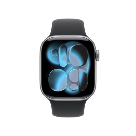 Apple Watch Series 11（GPSモデル）- 42mmスペースグレイアルミニウムケースとブラックスポーツバンド - S/M with AppleCare+