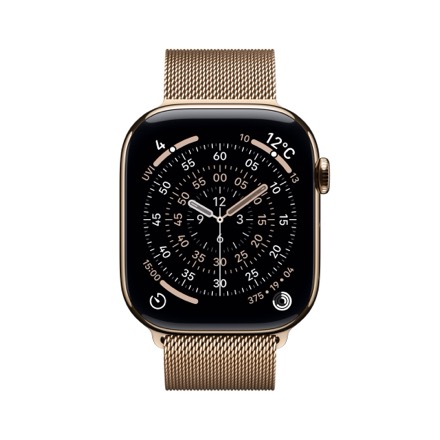 Apple Watch Series 11（GPS + Cellularモデル）- 46mmゴールドチタニウムケースとゴールドミラネーゼループ - M/L with AppleCare+