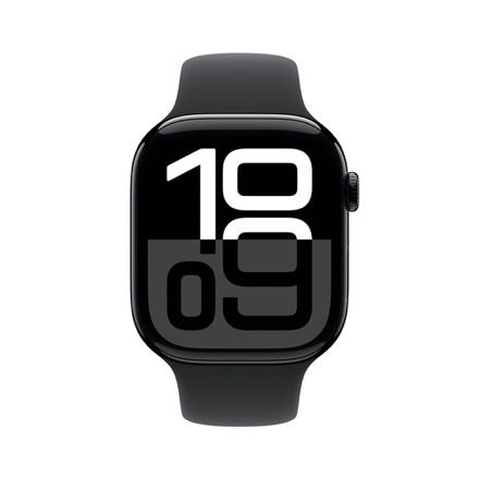 Apple Watch Series 10（GPSモデル）- 46mmジェットブラックアルミニウムケースとブラックスポーツバンド - S/M with AppleCare+