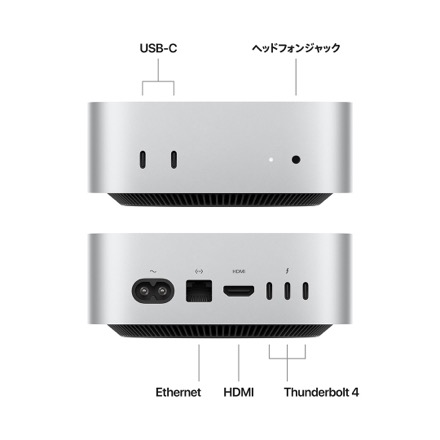 Apple Mac mini: 10コアCPUと10コアGPUを搭載したApple M4チップ, 24GB, 512GB SSD