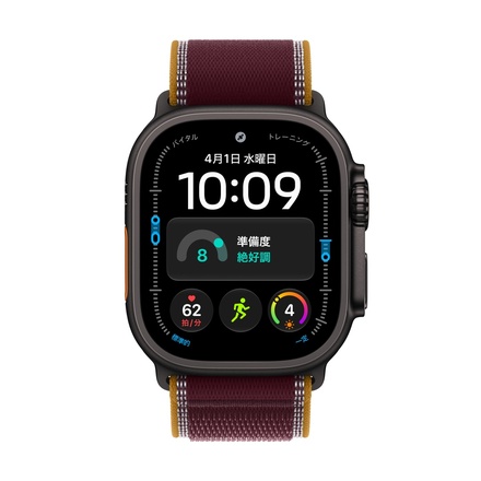 Apple Apple Watch Ultra 4（GPS + Cellularモデル）- 49mmブラックチタニウムケースとバーガンディトレイルループ - S/M