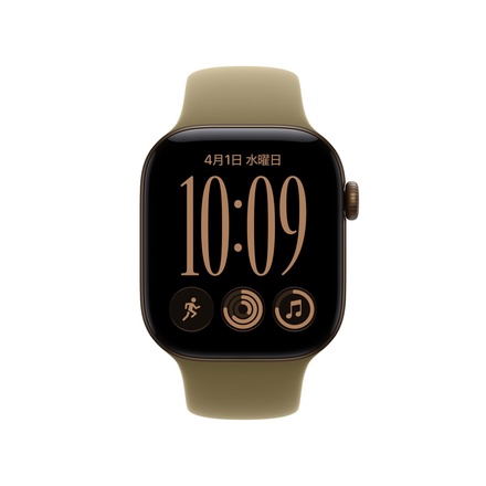 Apple Apple Watch Series 12（GPSモデル）- 42mmダークブロンズアルミニウムケースとオリーブスポーツバンド - S/M