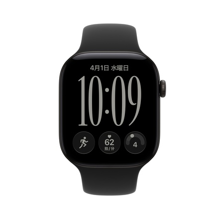 Apple Apple Watch Series 12（GPSモデル）- 46mmブラックアルミニウムケースとブラックスポーツバンド - S/M