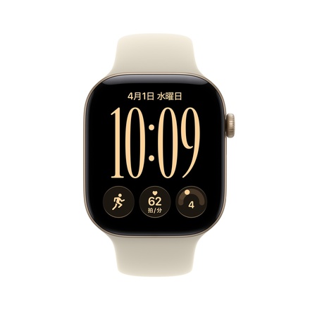 Apple Apple Watch Series 12（GPSモデル）- 46mmライトゴールドアルミニウムケースとサンドスポーツバンド - S/M