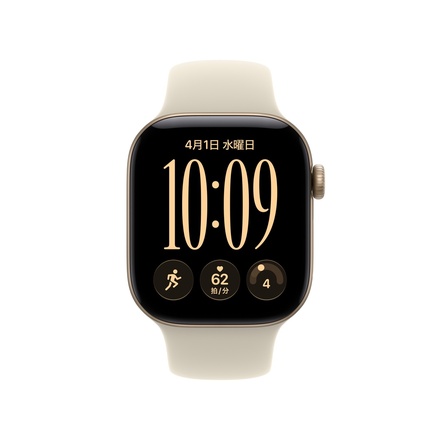 Apple Apple Watch Series 12（GPS + Cellularモデル）- 42mmライトゴールドアルミニウムケースとサンドスポーツバンド - S/M