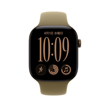 Apple Apple Watch Series 12（GPS + Cellularモデル）- 46mmダークブロンズアルミニウムケースとオリーブスポーツバンド - S/M